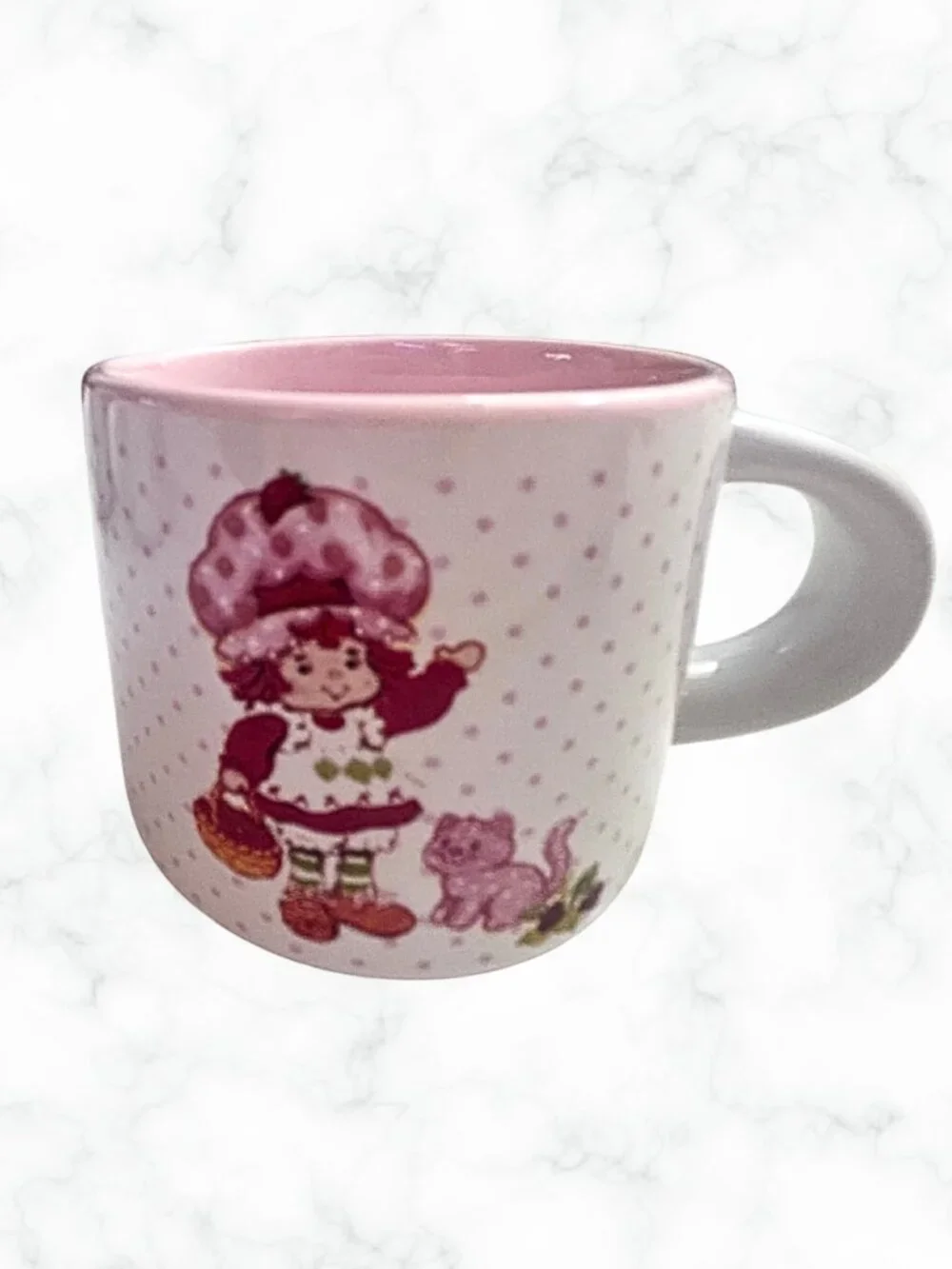 NWOT | Strawberry Shortcake Mug Set Pink Polka Dot Collectible Espresso Cups